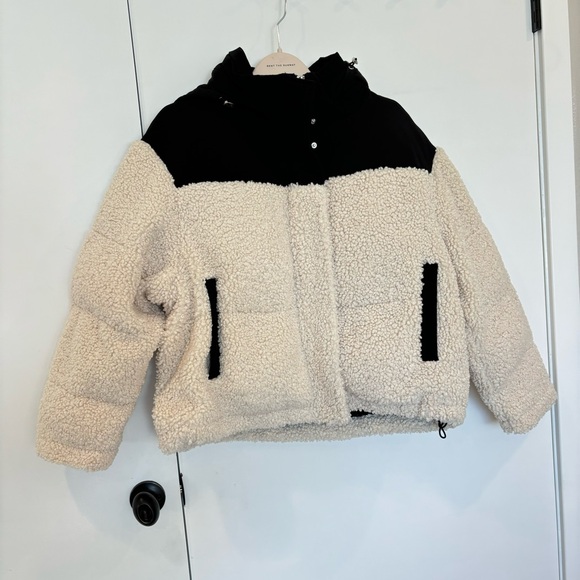 Maje Shearling Puffer Coat Sherpa Jacket - Picture 4 of 7